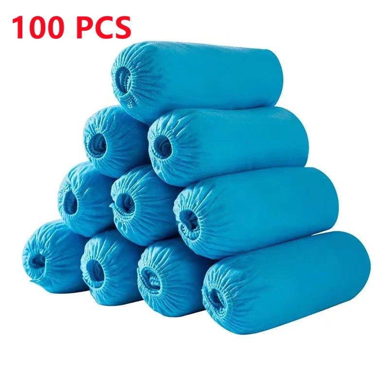 100 Count Disposable Boot & Shoe Covers - Non-Slip Foot Booties for Indoor/Outdoor Use, Home & Workplace Protection