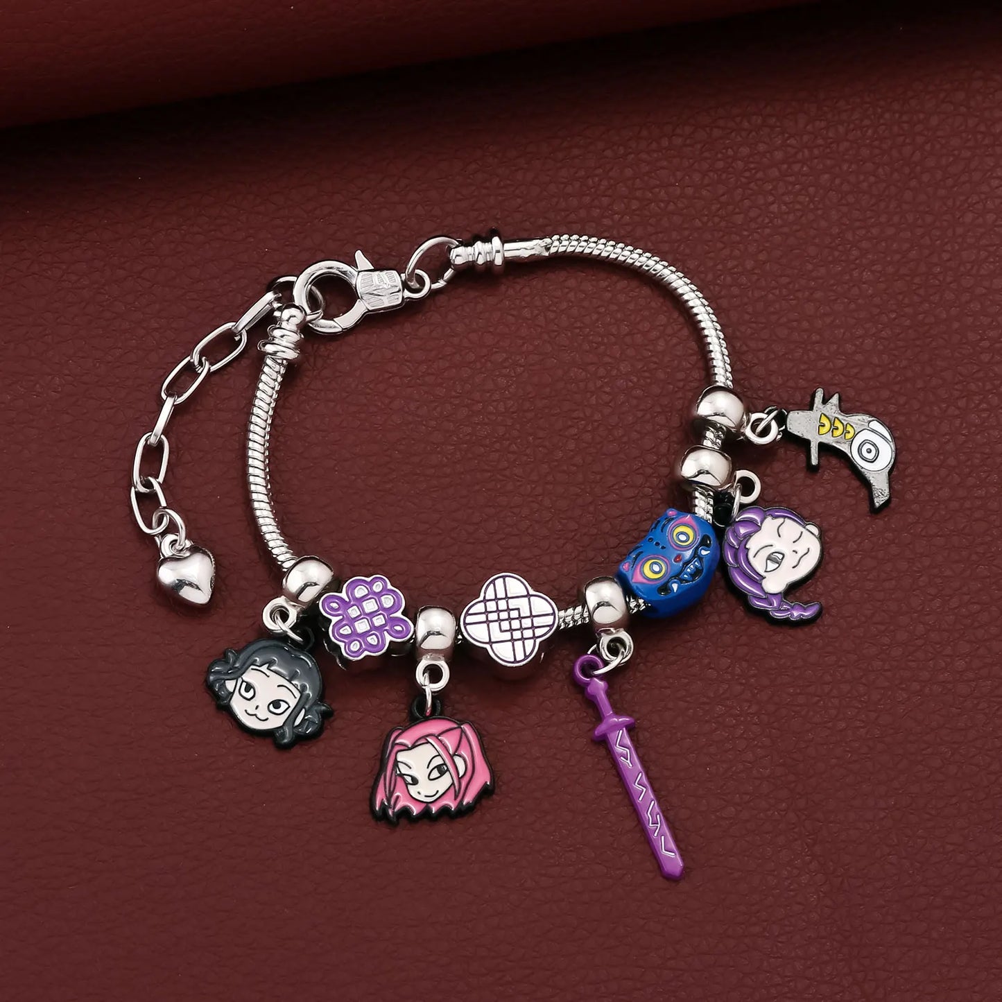 Y2K K-Pop Demon Hunters Bead & Enamel Pendant Bracelet – HUNTR/X Bangle Cosplay Jewelry Gift