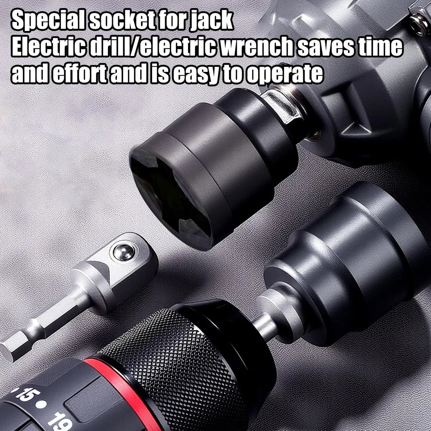Universal Car Jack Adapter – Scissor & RV Stabilizer Drill Tool with Steel Ball Joint Rod for Impact Wrench and Vehicle Disassembly
