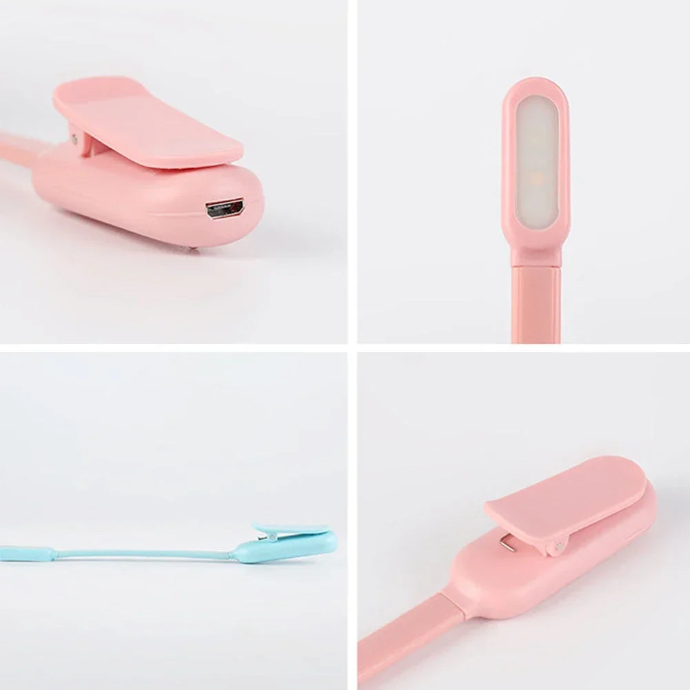 Mini LED Book Night Light – USB Rechargeable Clip-On Reading Lamp with 3 Brightness Settings for Travel, Bedroom, and Dormitory