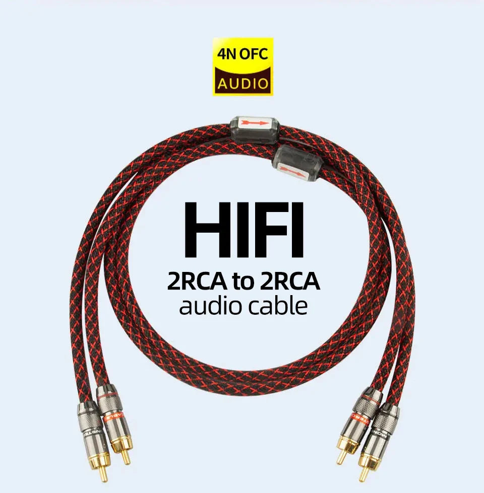 TODN 1 Pair RCA Audio Cable – 2 RCA to 2 RCA Interconnects, HIFI Stereo, Male to Male for Amplifier, DAC, TV, Car Audio