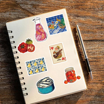 50 Pcs Mediterranean Tomato Stickers - Kawaii Waterproof Graffiti for Laptop, Phone, Scrapbooking & Skateboard