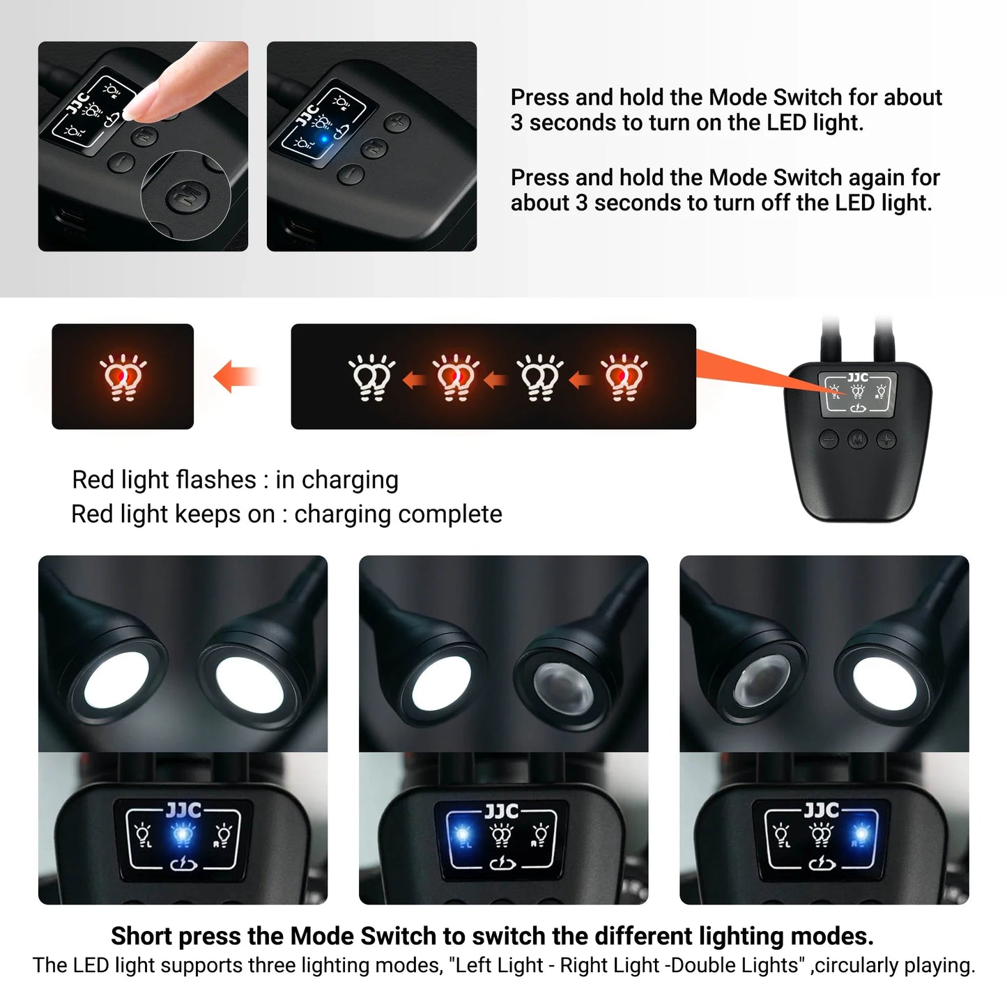 JJC LED Macro Arm Light — 10-Level Adjustable Brightness for Macro Photography, Compatible with Canon, Nikon, Sony, Olympus, Fujifilm DSLR