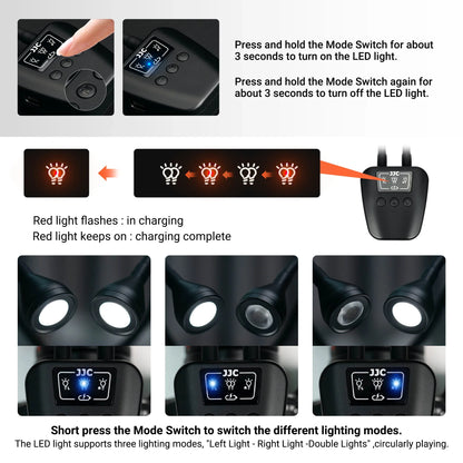 JJC LED Macro Arm Light — 10-Level Adjustable Brightness for Macro Photography, Compatible with Canon, Nikon, Sony, Olympus, Fujifilm DSLR