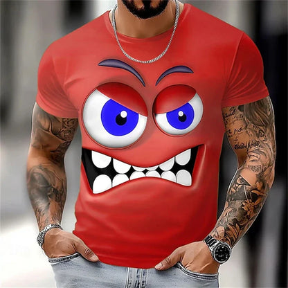 3D Funny Face T-Shirt - Men's Summer Casual Short Sleeve O-Neck Loose Streetwear Tee