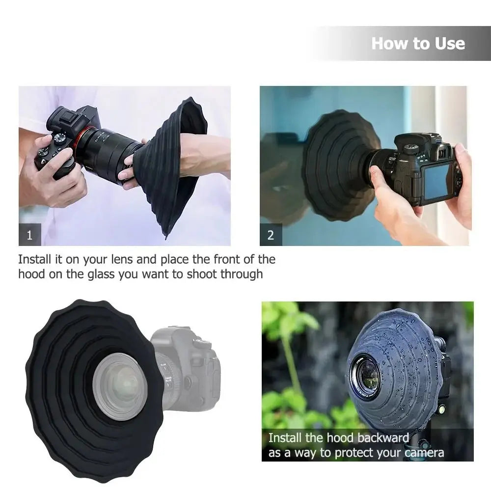 Silicone Foldable Reversible Lens Hood – Anti-Reflective Camera Shade for 53mm–72mm & 73mm–88mm Lenses