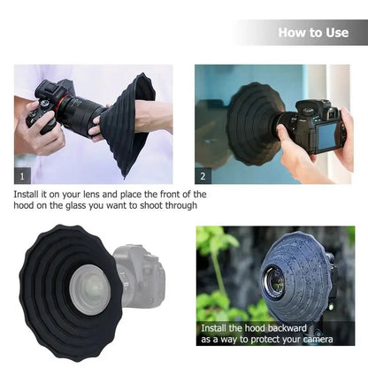 Silicone Foldable Reversible Lens Hood – Anti-Reflective Camera Shade for 53mm–72mm & 73mm–88mm Lenses
