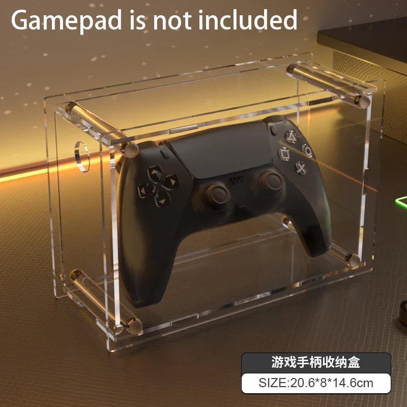 Clear Acrylic Game Controller Storage Box – Universal Dust Cover for PS5, Nintendo Switch & Xbox Desktop Protection