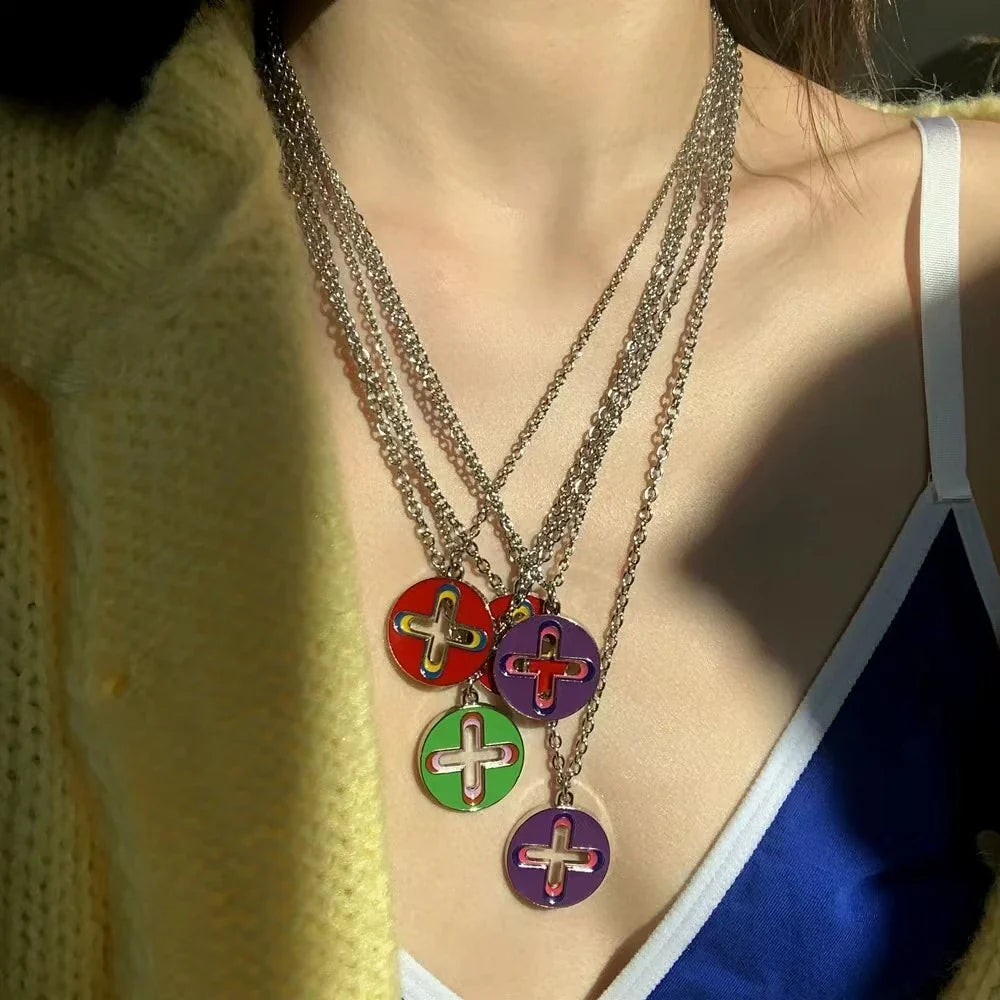 Trendy Hip Hop Dripping Oil Cross Pendant Necklace – Unique Niche Design Jewelry