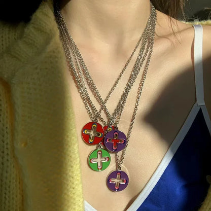 Trendy Hip Hop Dripping Oil Cross Pendant Necklace – Unique Niche Design Jewelry