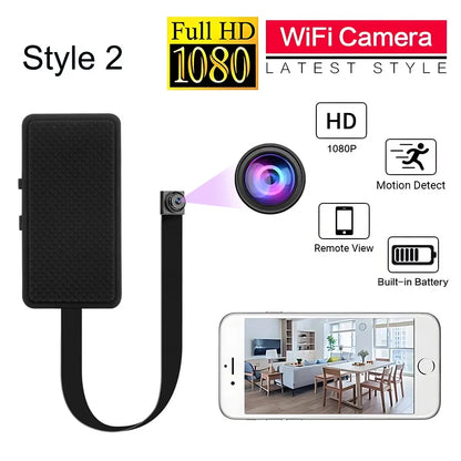 HD 1080P Mini WiFi Camera DIY Module — Nanny Cam with Wide-Angle, Motion Detection, Alarm, Recording, and Phone App Support