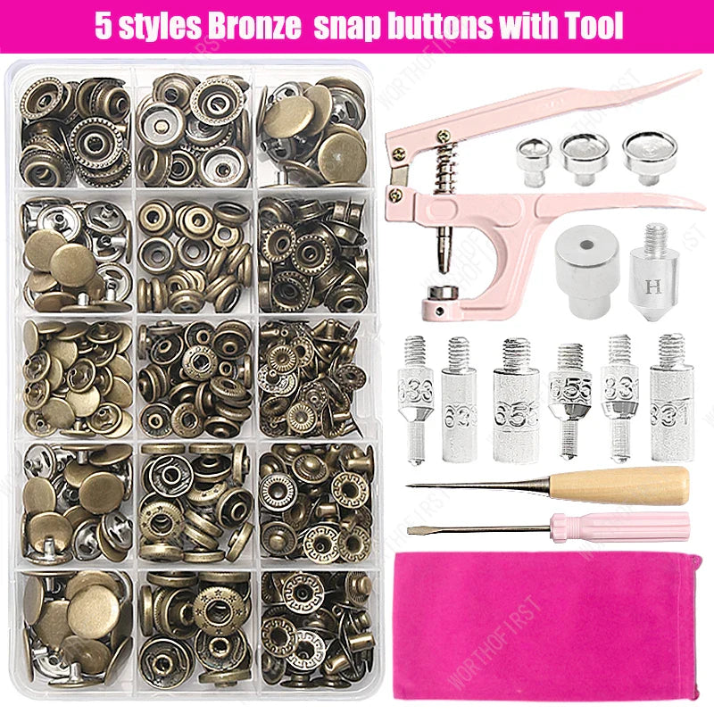 Metal Snap Fasteners Button Kit with Installation Pliers – Sewing Accessories for Jackets, Clothing & Leather Craft