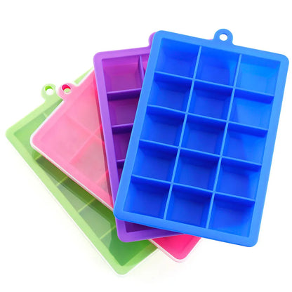 Silicone Ice Cube Mold – 15/24 Grid Square Trays with Lids for Ice Cream, Cold Drinks, Whiskey & Cocktails