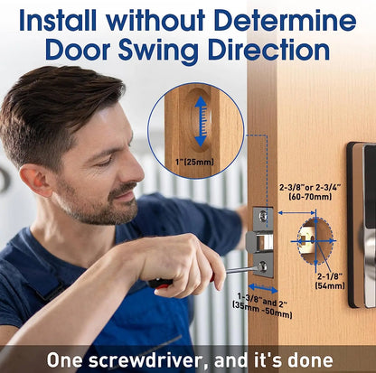 Smart Keyless Door Lock with Touchscreen Keypad – Password & App Unlock, Easy Install, Supports 50 User Codes