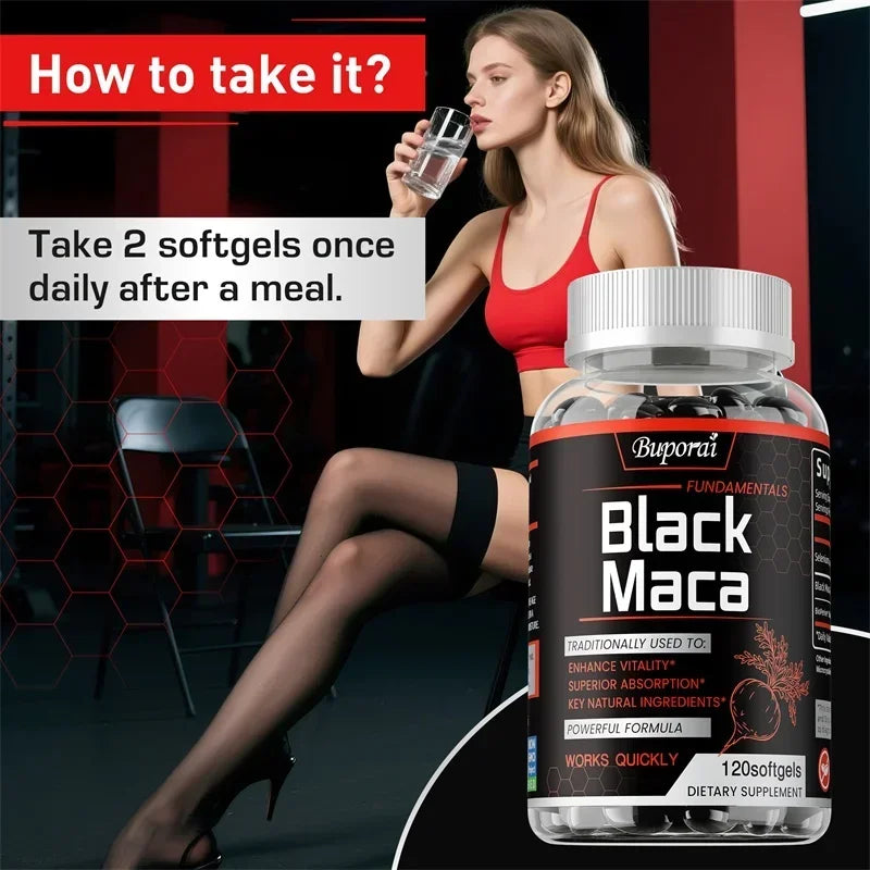 Black Maca Supplement – Natural Energizer for Performance, Energy, Endurance, Muscle Mass & Hormone Balance