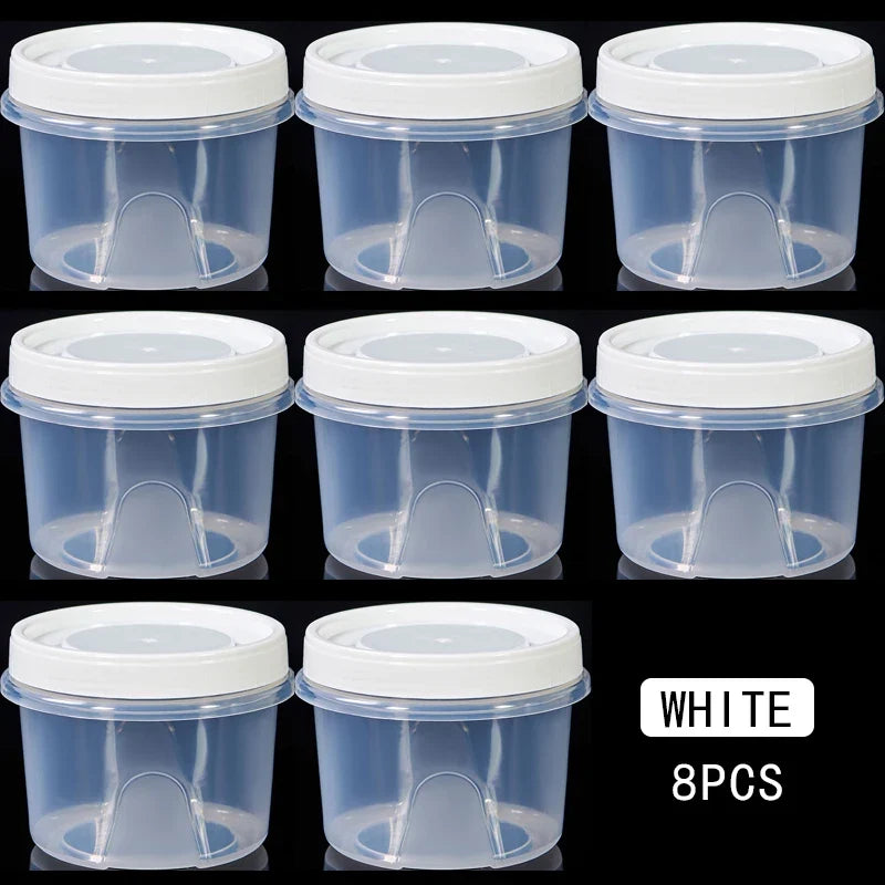 8Pcs 500ml Food Storage Containers - Round Sealed Fresh Keeping Boxes for Refrigerator, Fruits, Snacks & Microwave Heating