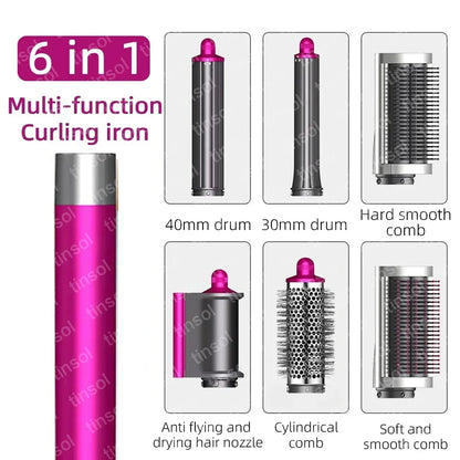 6-in-1 Multi-Function Hair Dryer & Hot Air Comb – Curling Iron & Straightener Styling Kit for Salon-Quality Results at Home