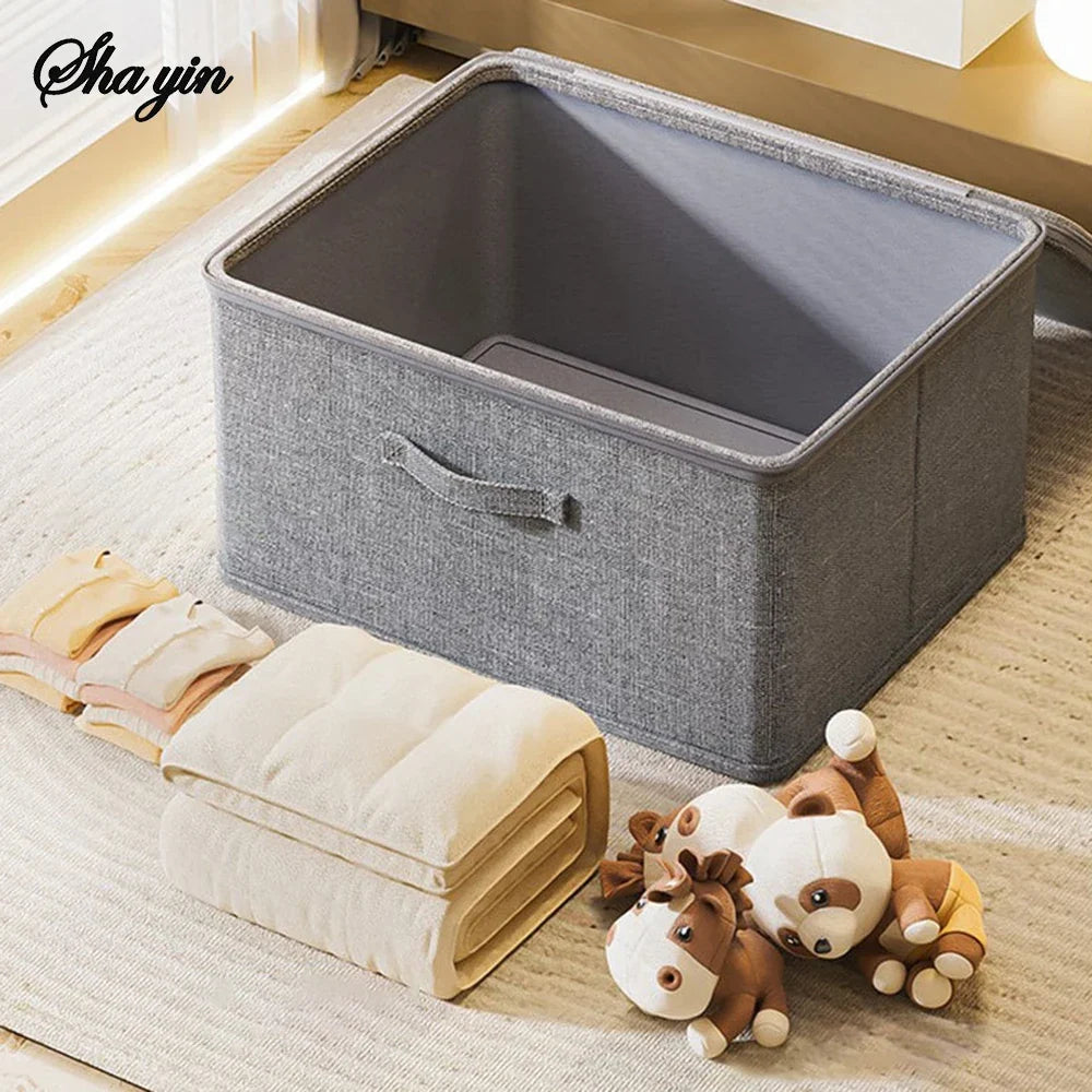 Portable Folding Storage Box with Zipper and Lock - Soft Cover Clothes Organizer