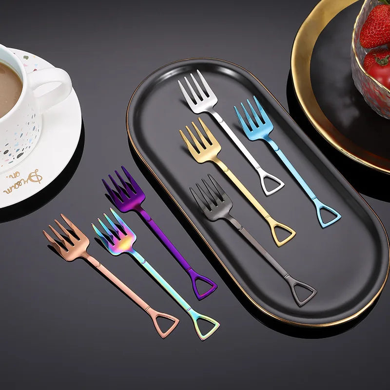 4PCS Stainless Steel Fruit & Dessert Forks - Creative Shape Tableware for Family Parties