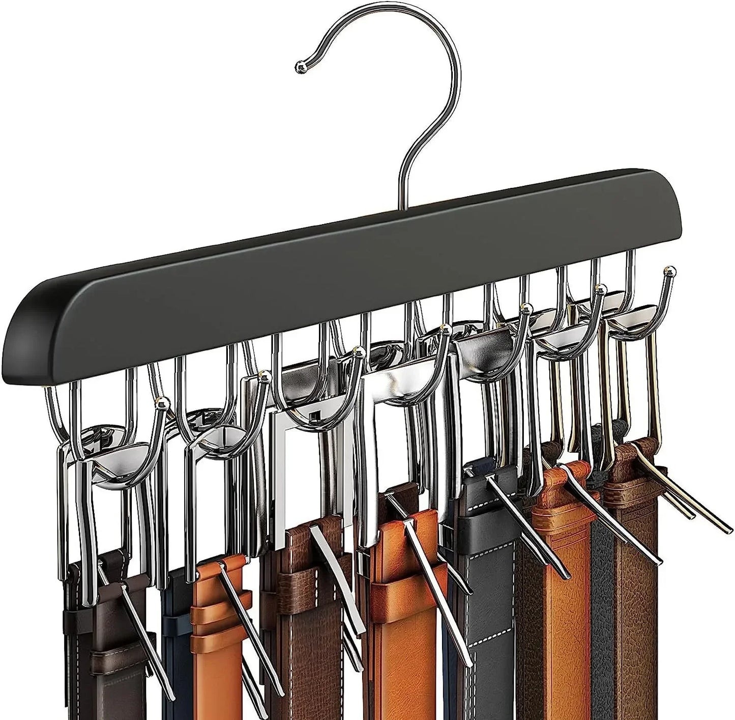 Wooden Belt and Scarf Rack Organizer – Wardrobe Hanger for Belts, Ties, and Accessories, Men’s and Women’s Clothing Storage   2/2