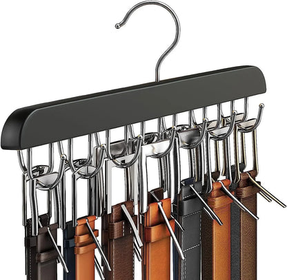 Wooden Belt and Scarf Rack Organizer – Wardrobe Hanger for Belts, Ties, and Accessories, Men’s and Women’s Clothing Storage   2/2