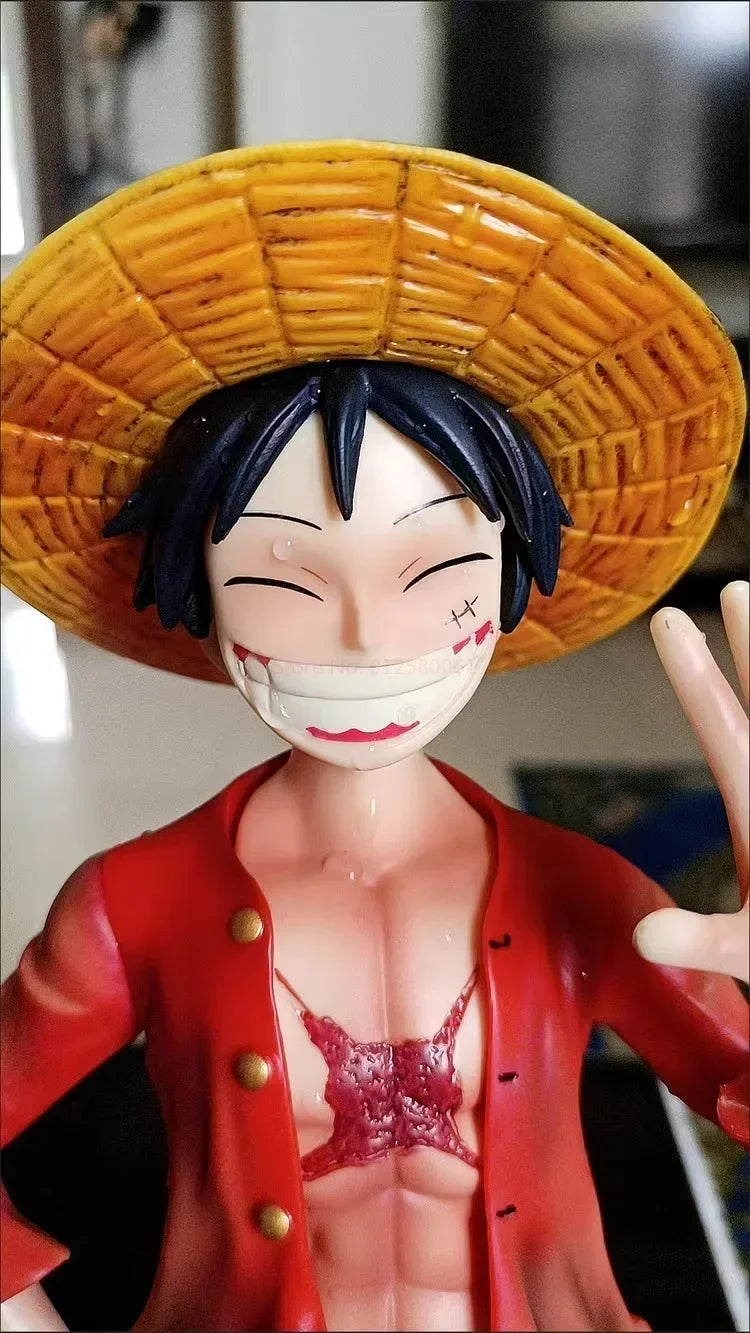 One Piece 42.5cm Straw Hat Monkey D. Luffy Figure – 1/4 Scale Large Smiley Anime Statue, Decorative Doll Toy Gift