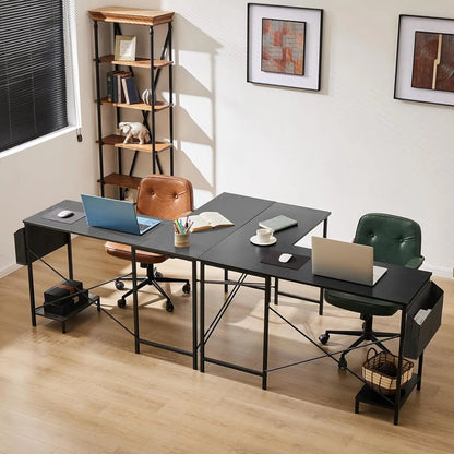 50-Inch L Shaped Corner Gaming Desk with CPU Stand Black Home Office Computer Desk
