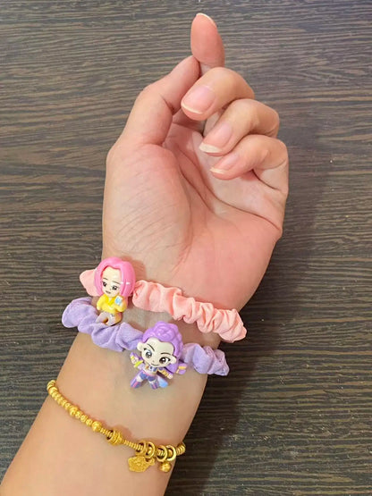 6PCS Demon Hunter Cartoon Hair Ties — Cute Anime Kawaii Elastic Hair Ropes Set for Women & Girls Ponytail Holders