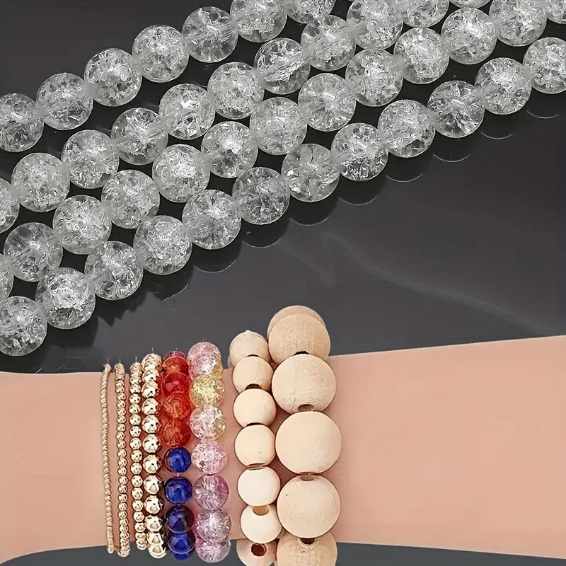 6/8/10mm White Cracked Acrylic Spacer Beads for DIY Jewelry Making – Handmade Bracelet & Necklace Craft Beads, Unique Gift Supplies