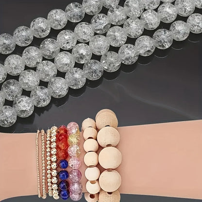 6/8/10mm White Cracked Acrylic Spacer Beads for DIY Jewelry Making – Handmade Bracelet & Necklace Craft Beads, Unique Gift Supplies