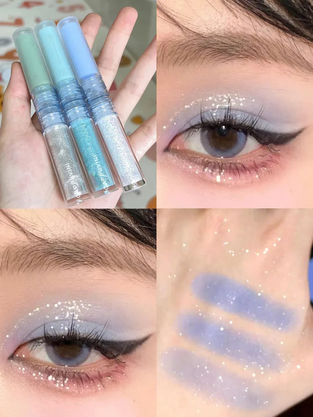 2-in-1 Double Head Glitter Liquid Eyeshadow – Waterproof Matte Blue Green Lightweight Summer Eye Makeup