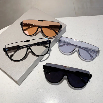 KAMMPT Vintage Semi-round Sunglasses: Fashion Monoblock Outdoor Goggle Shades, Ins Trending New Design UV400 Eyewear for Women