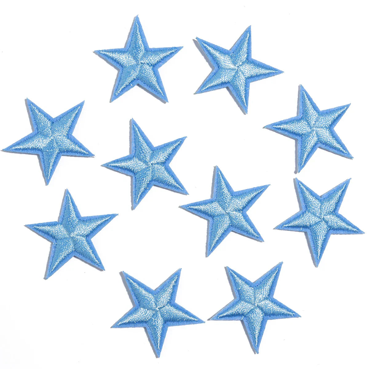 10pcs Mini Star Iron-On Embroidery Patches – Small Pentagram Appliques for DIY Clothing, Black White Gold Fashion Decoration