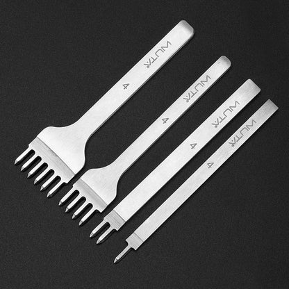 WUTA Leather Chisel Tool – Diamond Pricking Iron with 3/4/5/6mm Hole Punch for Stitching & Leathercraft
