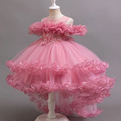 Girls Floral Sequin Princess Dress - Flower Girl Party Dress for Weddings, Birthdays & Christmas