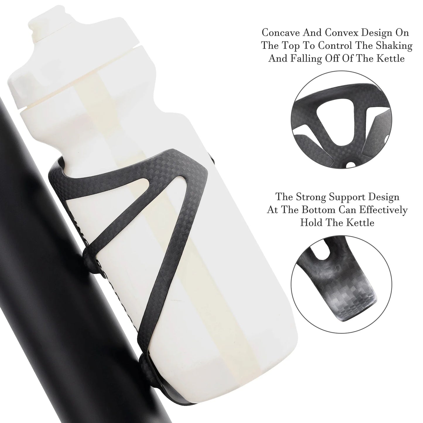 3K Carbon Fiber Bicycle Water Bottle Cage: Matte Black Holder for MTB and Road Bikes, Lightweight (16±2g), No Logo
