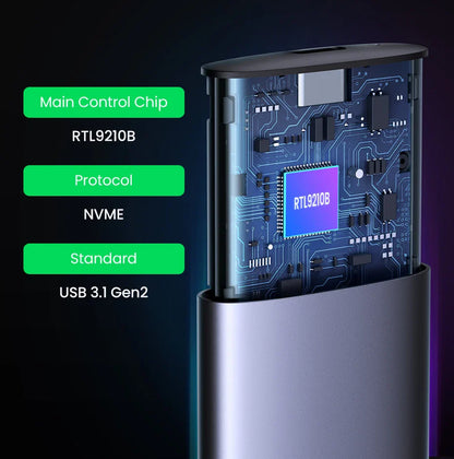 UGREEN M2 SSD Case – NVMe SATA Dual Protocol M.2 to USB Type C 3.1 Adapter, SSD Disk Box for PCIe NGFF & SATA SSD