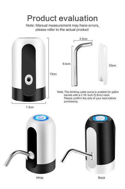 Portable Automatic Water Pump — USB Rechargeable Mini Electric Dispenser with Switch for 5-Gallon Bottles