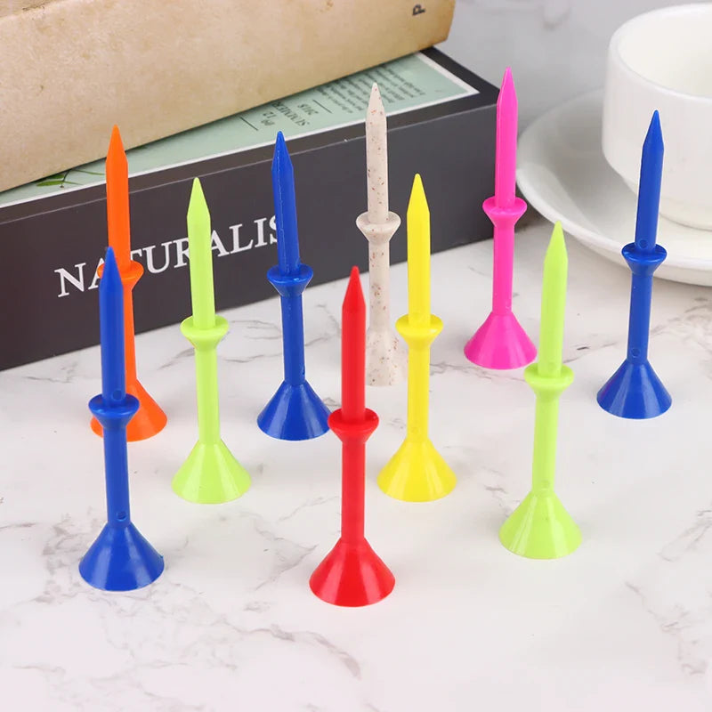 10Pcs 83mm Plastic Golf Tees – Nail Ball Wine Cup Design, Low Friction Anti-Side Spin Training Tees for Golf Practice