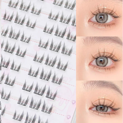 Large Capacity Girls’ Glue-Free False Eyelashes – Natural Wispy Reusable Bottom & Top Lashes, Easy Apply