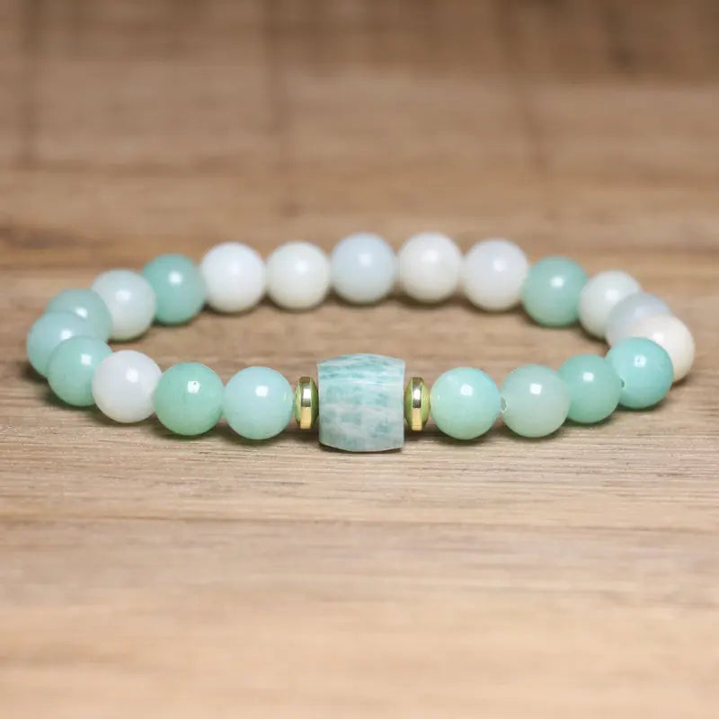 Natural Stone Beaded Bracelet – Strawberry Crystal & Yellow Jade Bohemian Minimalist Adjustable Crystal Jewelry for Women & Men