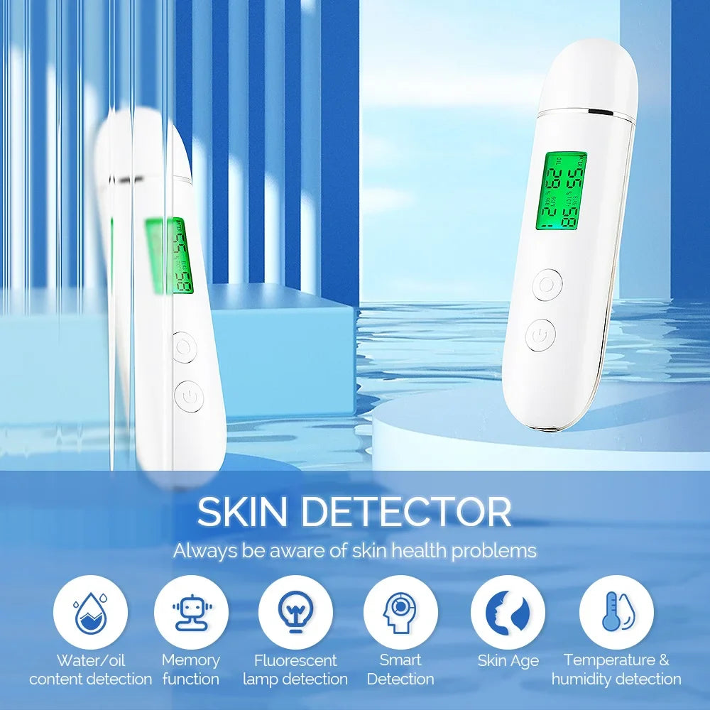 Skin Tester Analyzer - Moisture, Oil Content, Elasticity, and Age Test Meter with Fluorescent Agent Detector