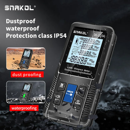 Snakol Laser Tape Measure 120M - Green Laser Distance Meter, High Accuracy Roulette with Multiple Measurement Functions, Electronic Ruler