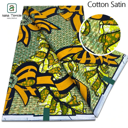 New Grand African Wax Fabric - 6 Yards Cotton Ankara Batik Pagne with Golden Shine Finish for Dresses & Sewing