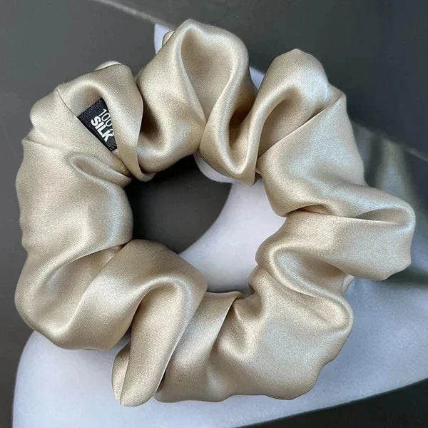 100% Mulberry Silk Hair Scrunchies – 19 Momme Elastic Hair Ties for Women & Girls, Large Soft Ponytail Holders Luxury Hair Accessories