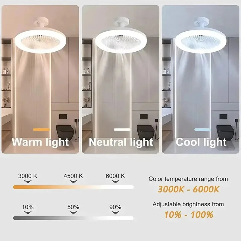 2-in-1 Ceiling Fan Lamp - 3-Speed Adjustable E27 LED Light with Dimmable Decorative Lighting for Bedroom, Living Room & Study
