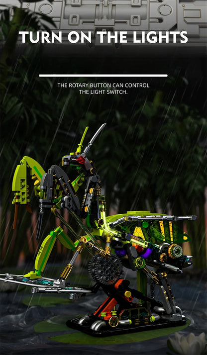 Mechanical Shark & Sea Life Building Blocks Set – Crocodile, Parrot, Mantis, Frog, Manta Ray Toy for Kids