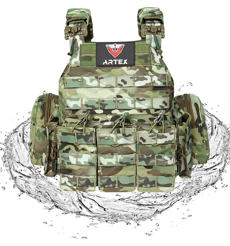 ARTEX Tactical Vest – 1000D Nylon, Quick Release, 6094K with Triple Magazine Pouch for Hunting & Airsoft Combat