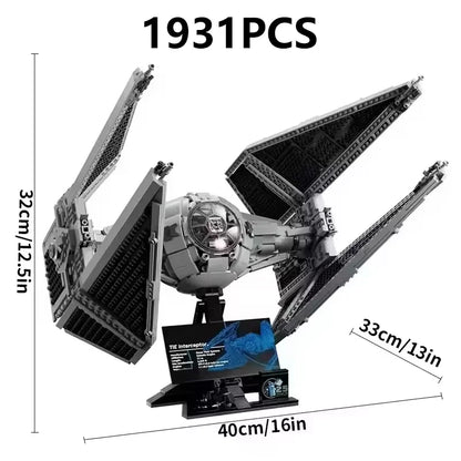 TIE Interceptor Starfighter Model Kit – 1931PCS Building Set with TIE Pilot Minifigure, Collectible Display Set for Creative Gifts and Decor
