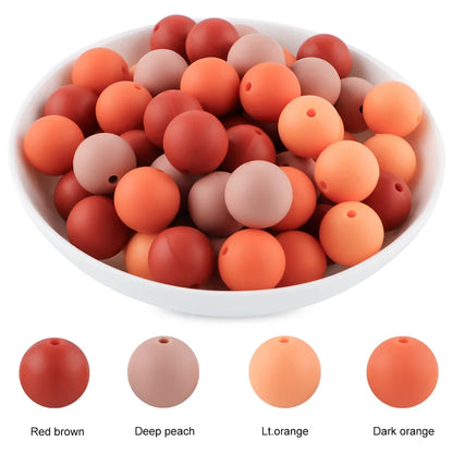 50Pcs Silicone Spacer Beads - 9/12/15mm Round Loose Beads for DIY Necklace Bracelet Jewelry Making